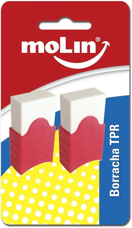 Borracha TPR, Molin 14202, Branco com Vermelho, Pacote de 2