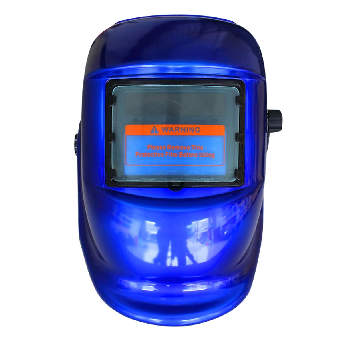 Casco de soldar, 42×92 mm autooscurecimiento solar, funciona con energía solar, máscaras de soldadura con 5 lentes de repuesto ventana de visualización, correa de cabeza lavable y ajustable (azul)
