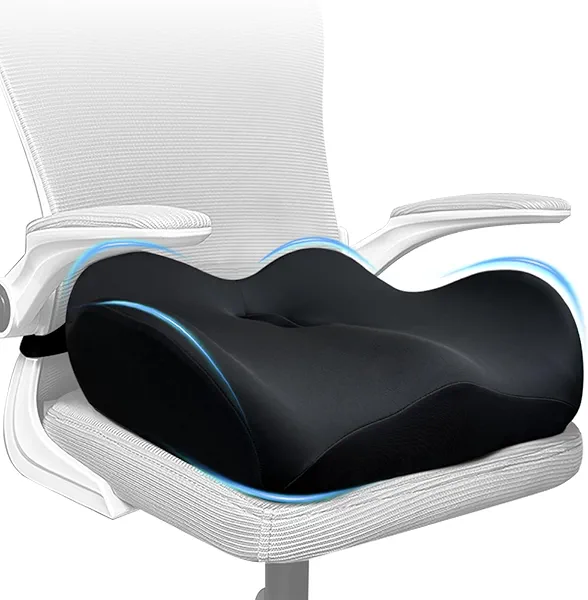 EaseDrives X Large Memory Foam Seat Cushions for Office Chairs, Long Sitting Pressure Relief Ergonomic Office Chair Cushion for Butt Coccyx Tailbone Sciatica, Car Seat Booster for Height (Pure Black)