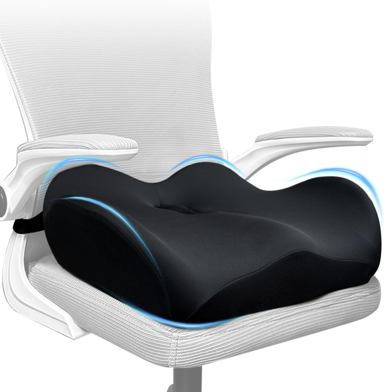 EaseDrives X Large Memory Foam Seat Cushions for Office Chairs, Long Sitting Pressure Relief Ergonomic Office Chair Cushion for Butt Coccyx Tailbone