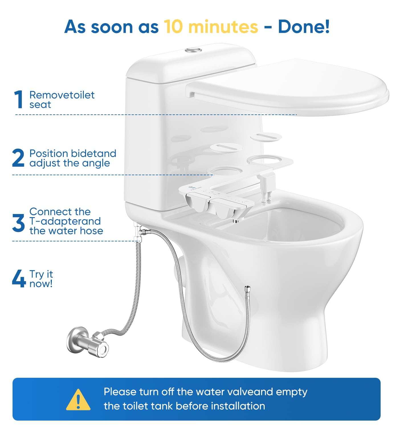 Ultra-Slim 3-in1 Bidet Self-Cleaning Posterior Feminine Wash- Retractable Dual Nozzles Non-Electric Bidet Attachment for Toilet Seat Adjustable Fresh — view 5