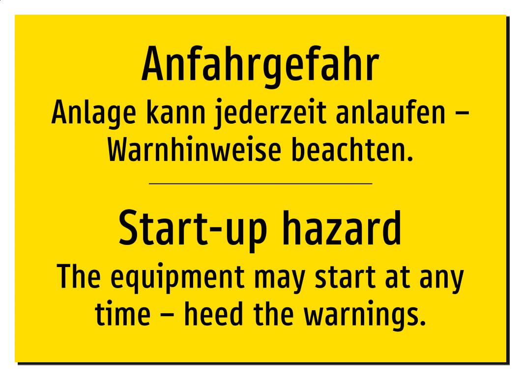 64626-DEEN-T-07 | Anfahrgefahr Schild/Aufkleber | Deutsch Englisch