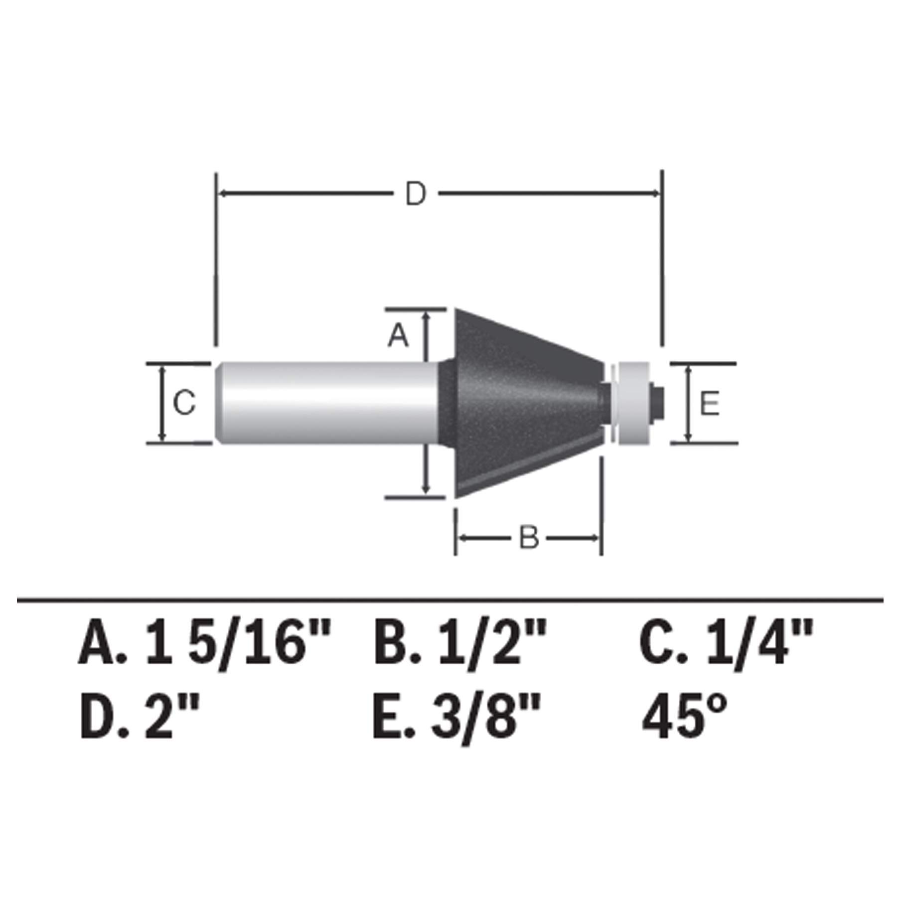 BOSCH Chamfer Router Bit - 45 Degree -3 BOSCH Chamfer Router Bit - 45 Degree -3