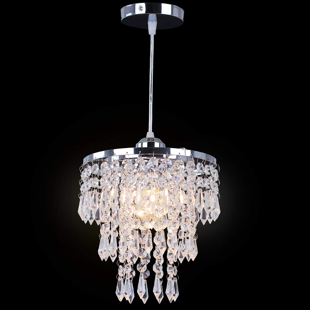 FRIXCHUR Piccolo lampadario di cristallo apparecchio di illuminazione plafoniera ad incasso paralume cromato luce a sospensione di cristallo per corridoio camera ragazze armadio sala da pranzo bagno…