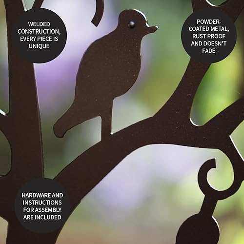 Miniatura 6 de Plow & Hearth Arco de metal para jardín al aire libre | Árbol de la vida | 83 pulgadas de alto | Negro | Celosía enrejado para plantas | Boda |