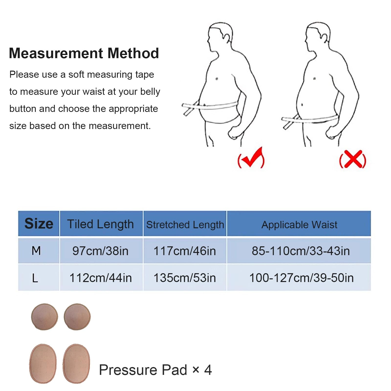 Fascia Ernia Ombelicale per Uomo e Donna, Fascia Addominale Post Operatoria, Più Larga di 20cm, con 4 Cuscinetti di Compressione Rimovibili, per Ombelico, Ventrale, Incisionale, Epigastrica(Black,M)
