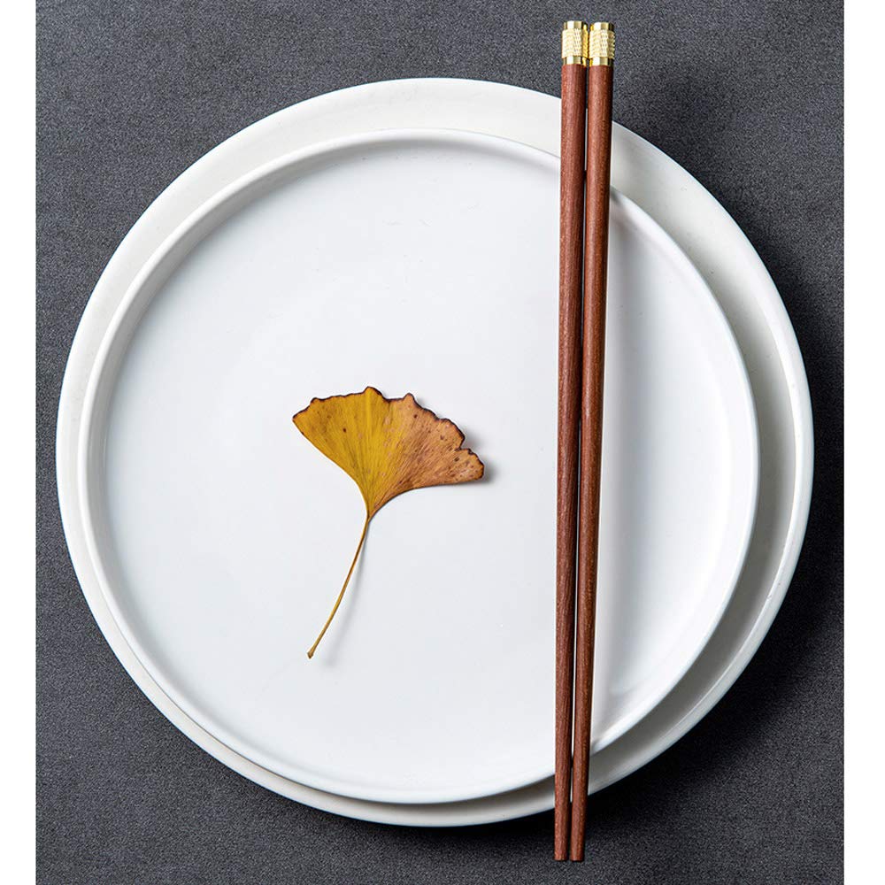 Baguettes en bois réutilisables 2 paires, lavables au lave-vaisselle, coffret cadeau traditionnel chinois élégant, baguettes japonaises de style classique, baguettes écologiques de 9 pouces-B (B)