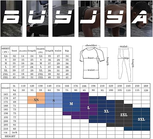 Miniatura 7 de BUYJYA Pantalones de compresión para hombre, camisa de manga larga, conjuntos atléticos, ropa de gimnasio, entrenamiento, 5 uds