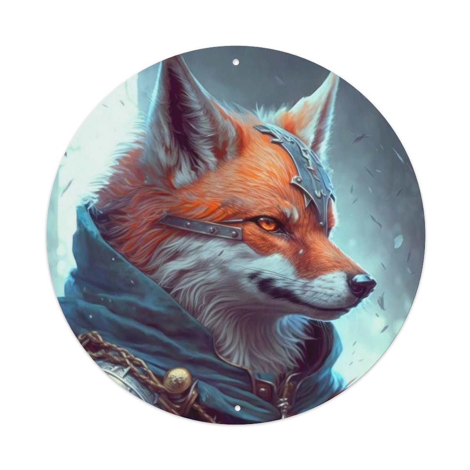 Animals Artwork Foxes in Armour Vintage Metal Tin Sign Plaque Wall Decor for Cafe, Club Bar, Office, Garden Metal Poster 8x8Inch