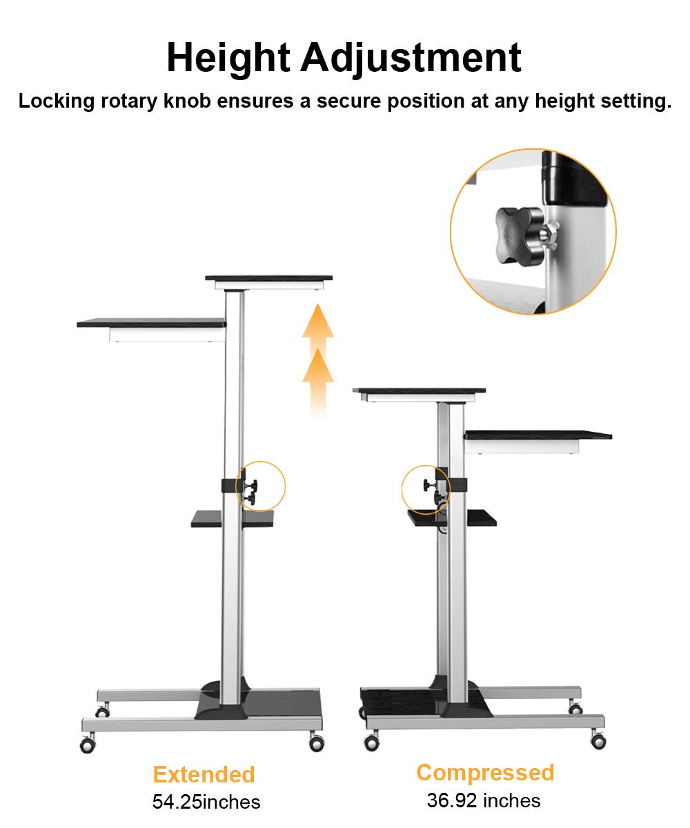 iDeer Life Height Adjustable Mobile Standing Desk, Stand Up Computer