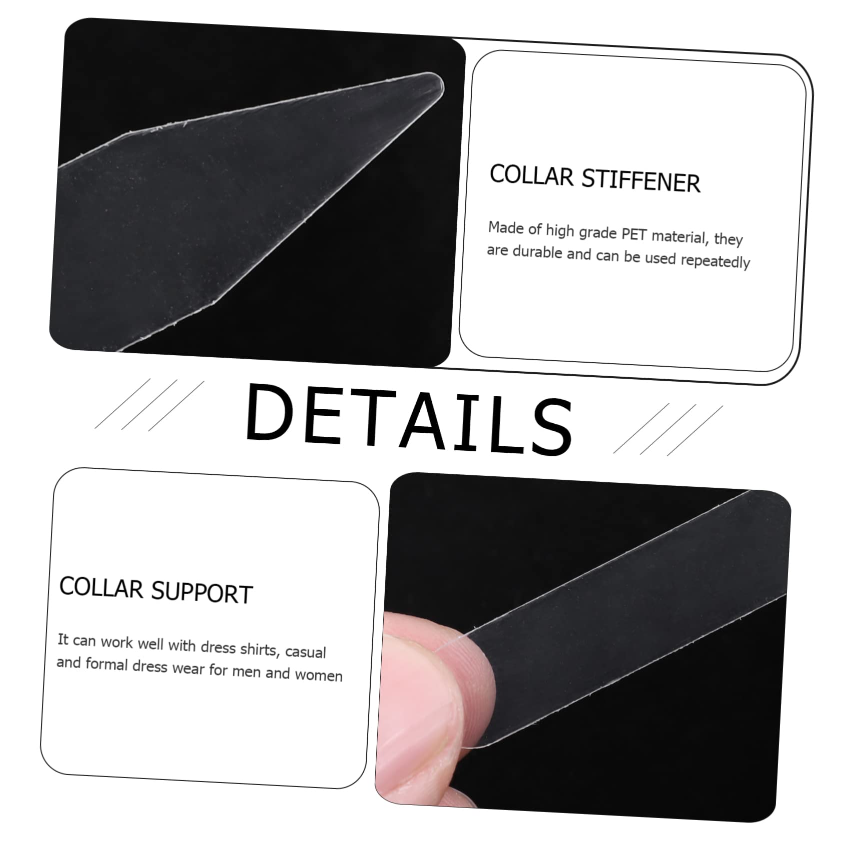 Cabilock 3sets Collar Stays for Men's Shirts Heavy Duty Collar Stiffener Shirt Support Extend Corners 300pcs*3