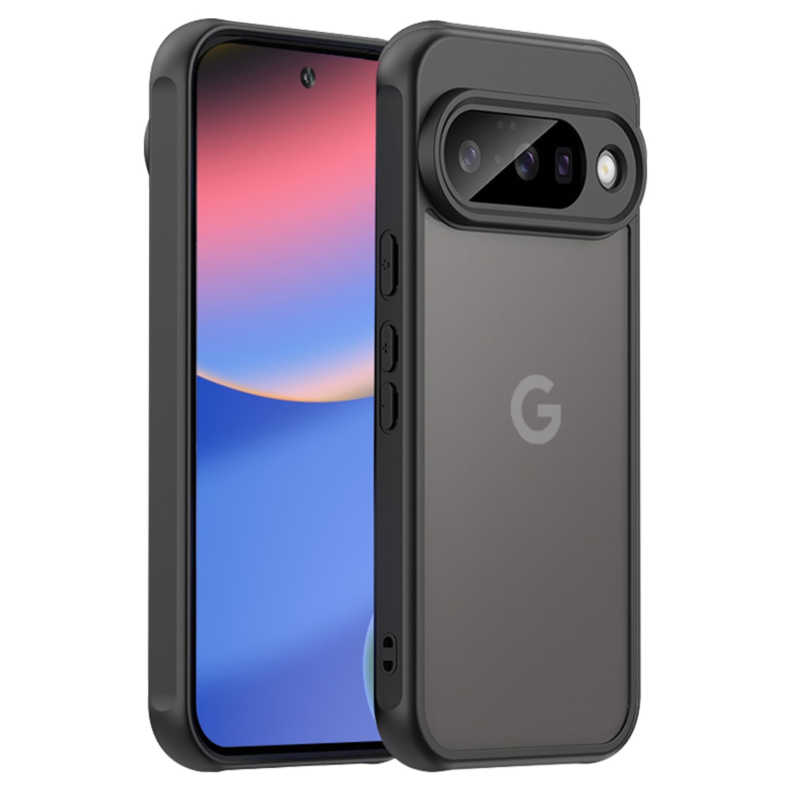 Hinnwer Google Pixel 10 ケース 用, 半透明 マット 保護ケース 米軍MIL規格 スマホ保護カバー PC+柔軟なTPU素材 薄型 スマホケース 耐衝撃 カバー 指紋防止 滑り止め 耐久性 黄ばみなし レンズ保護 グーグルピクセル10 Case 用 (マットブラック)