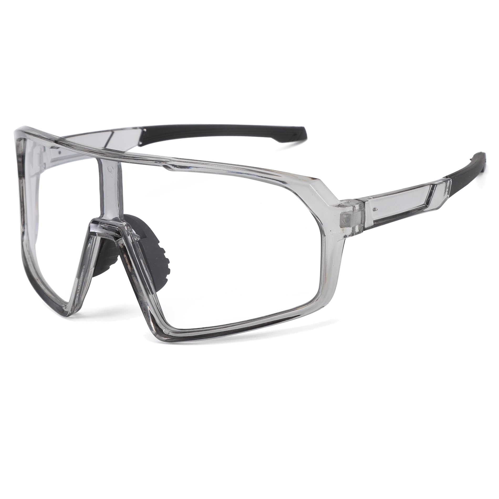 Long Keeper Photochromic Cycling Sunglasses Mountain Bike Riding Glasses Women Men Clear Sports Sunglasses for Running Fishing Baseball (Clear Grey)