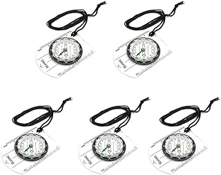 Zhi Jin Clear Pocket Sighting Orienteering Compass Direction Lensatic Compass Ruler for Camping Hiking Hunting Pack of 5