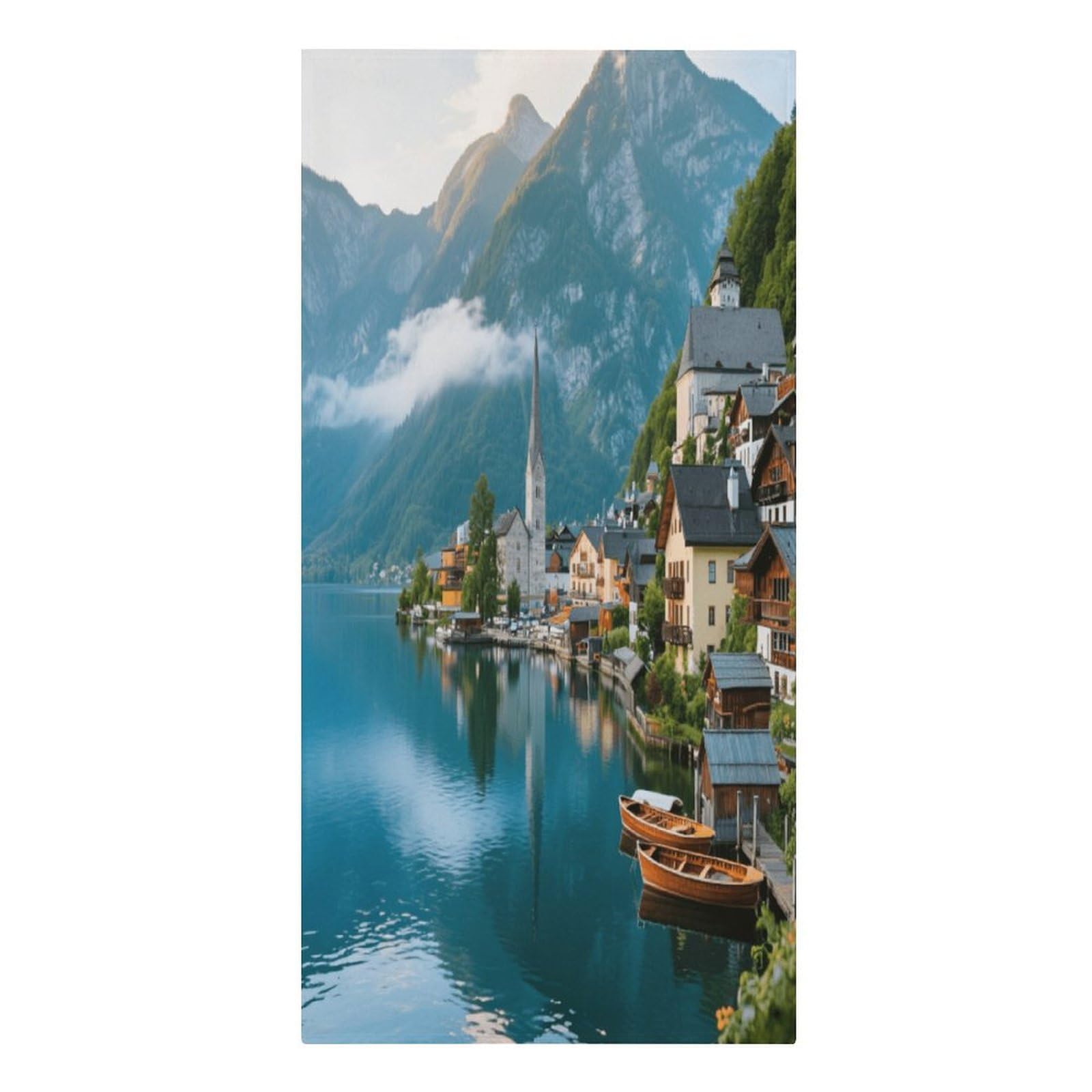 Fekiloot Men's Style Hallstatt Lakeside Town Large Beach Towel, Travel Towel For Adults Wo, Pool Towels For Beach, Camping, Swim Pool, Gym, Sports& Yoga 61.4"X30.3"