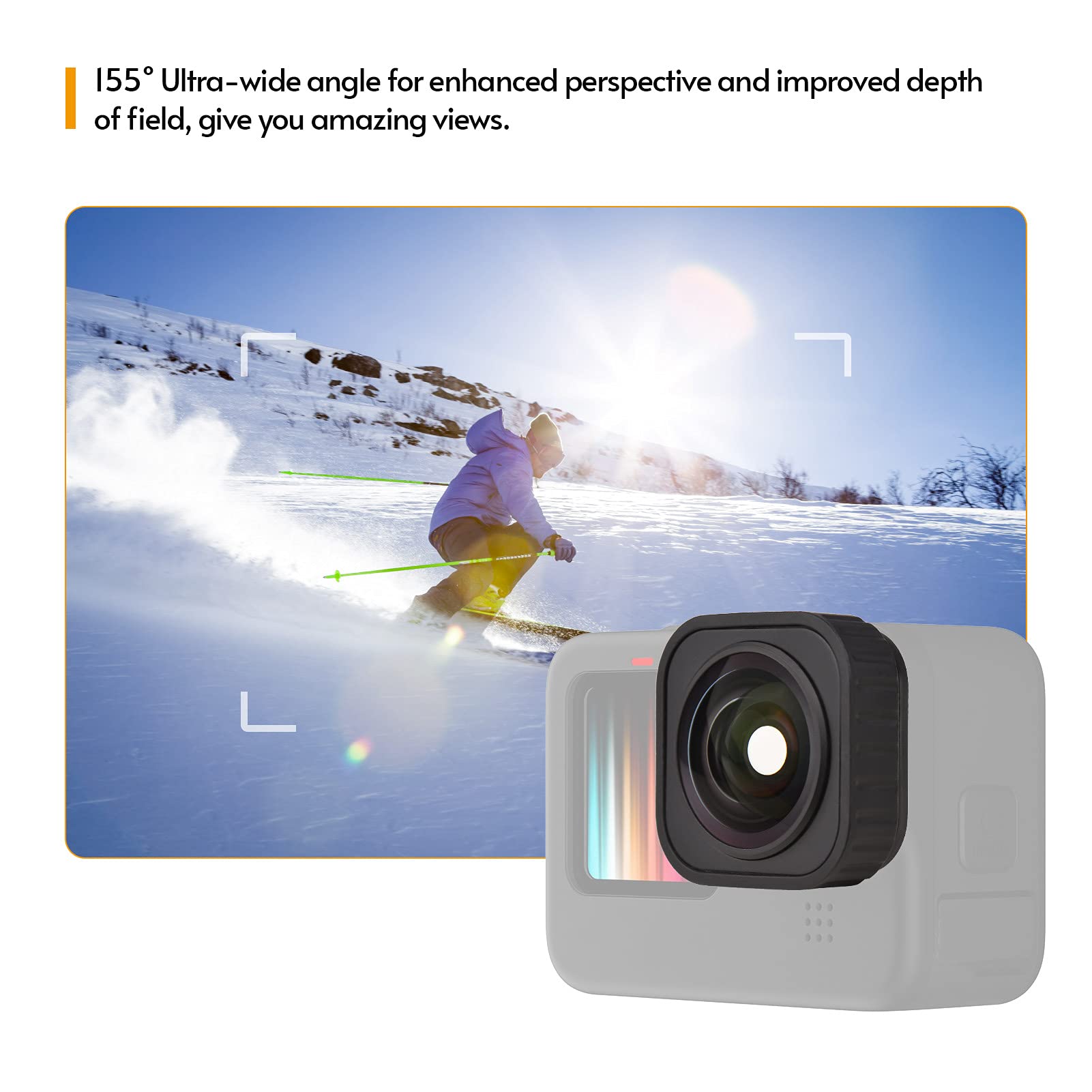 Andoer Max Lens Mod 155 Degree Wide Angle 5m Waterproof Compatible with GoPro Hero 9/ 10Black