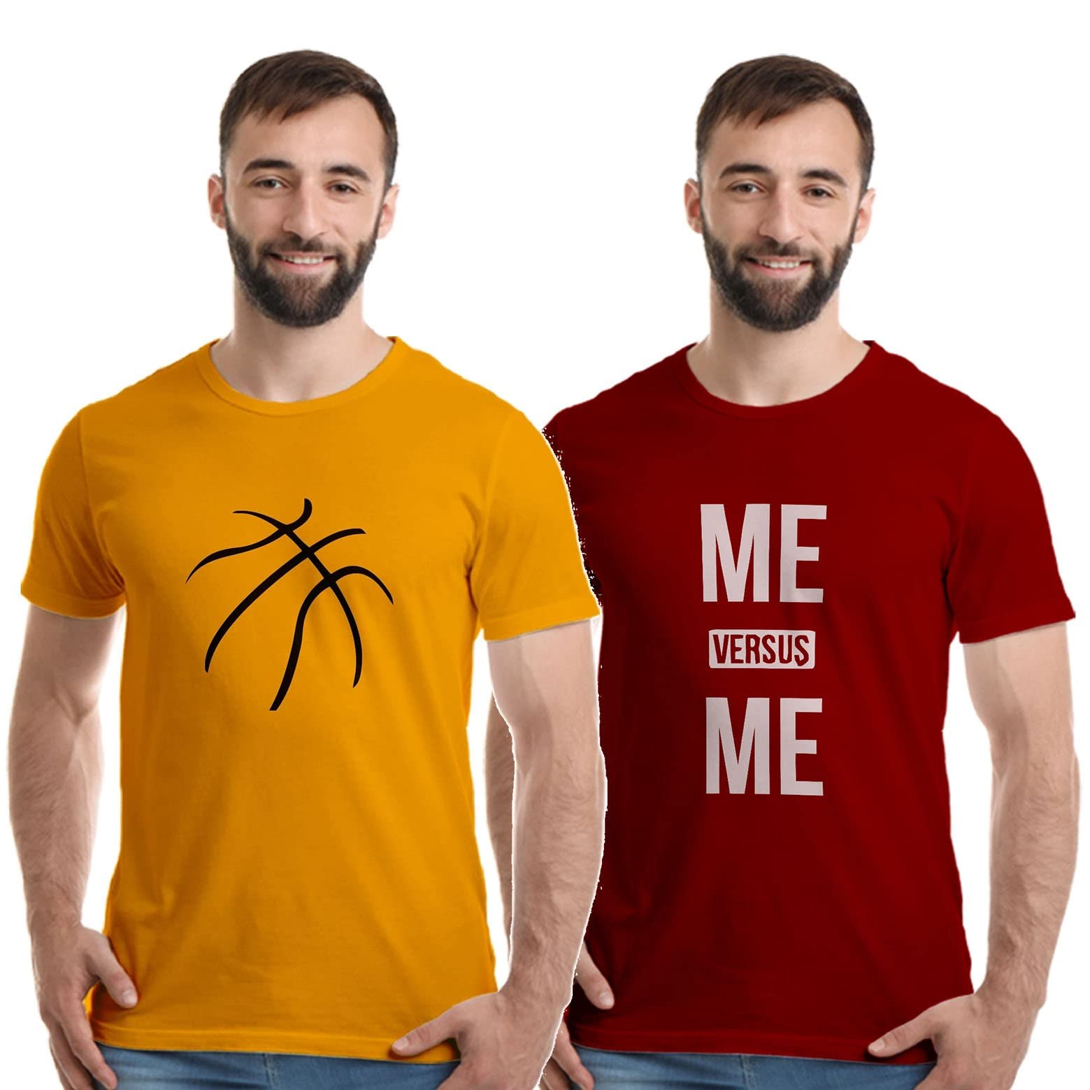 Boodbuck Printed Cotton T-Shirt for Men Combo Pack of 2