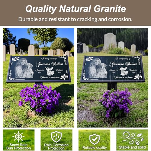 Image of Natural Granite Tombstone, Personalized Memorial Grave Marker