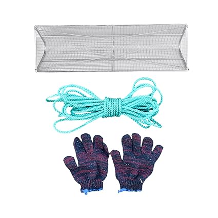 CALANDIS River Snail Catching Basket Trawl Cage with Rope and Gloves Field Snail Cage 50cm | Nets | Fishing Equipment | Fishing