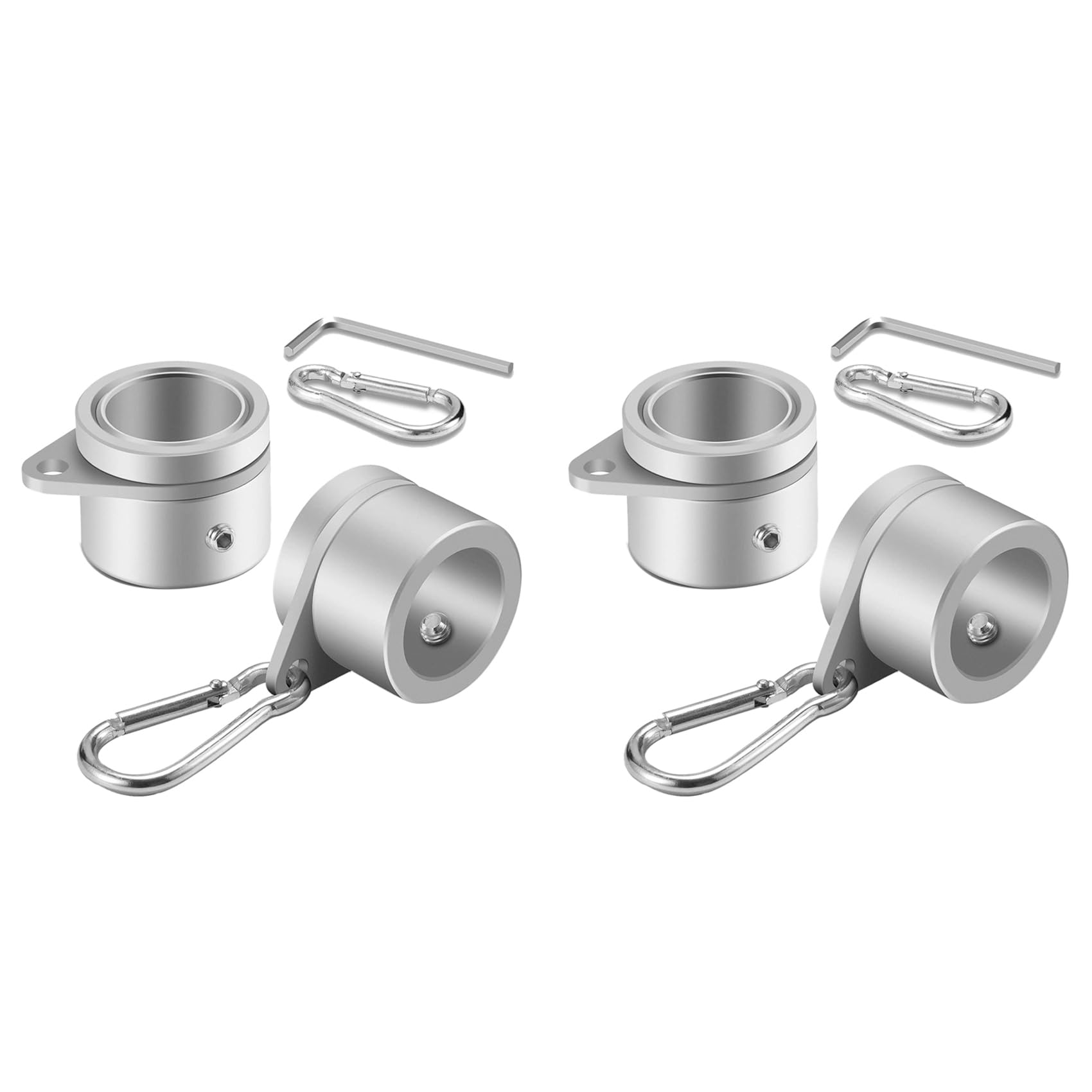 Jnchdghwa Silver 4 Pcs Flag Pole Rings Anti Wrap Flag Pole Clips Swivels 360° Rotating Flagpole Flag Mounting Rings 1.25 Inch