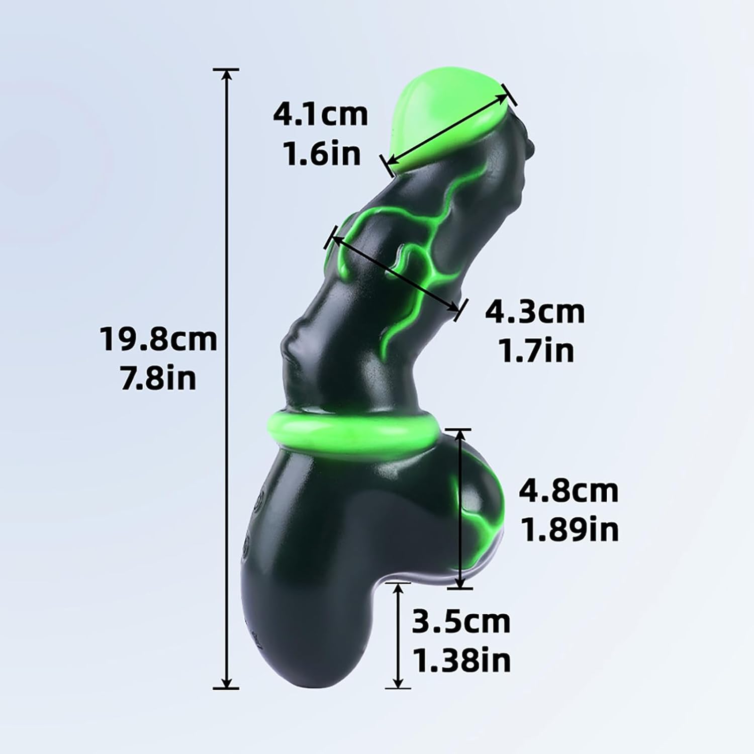 7.8'' Vibrator Dildo with 10 Powerful Modes Adult Sex Toys, Anal Plug G-spot, Big Thick Silicone Monster Penis Massager with Heating for Women Men (Green Black)