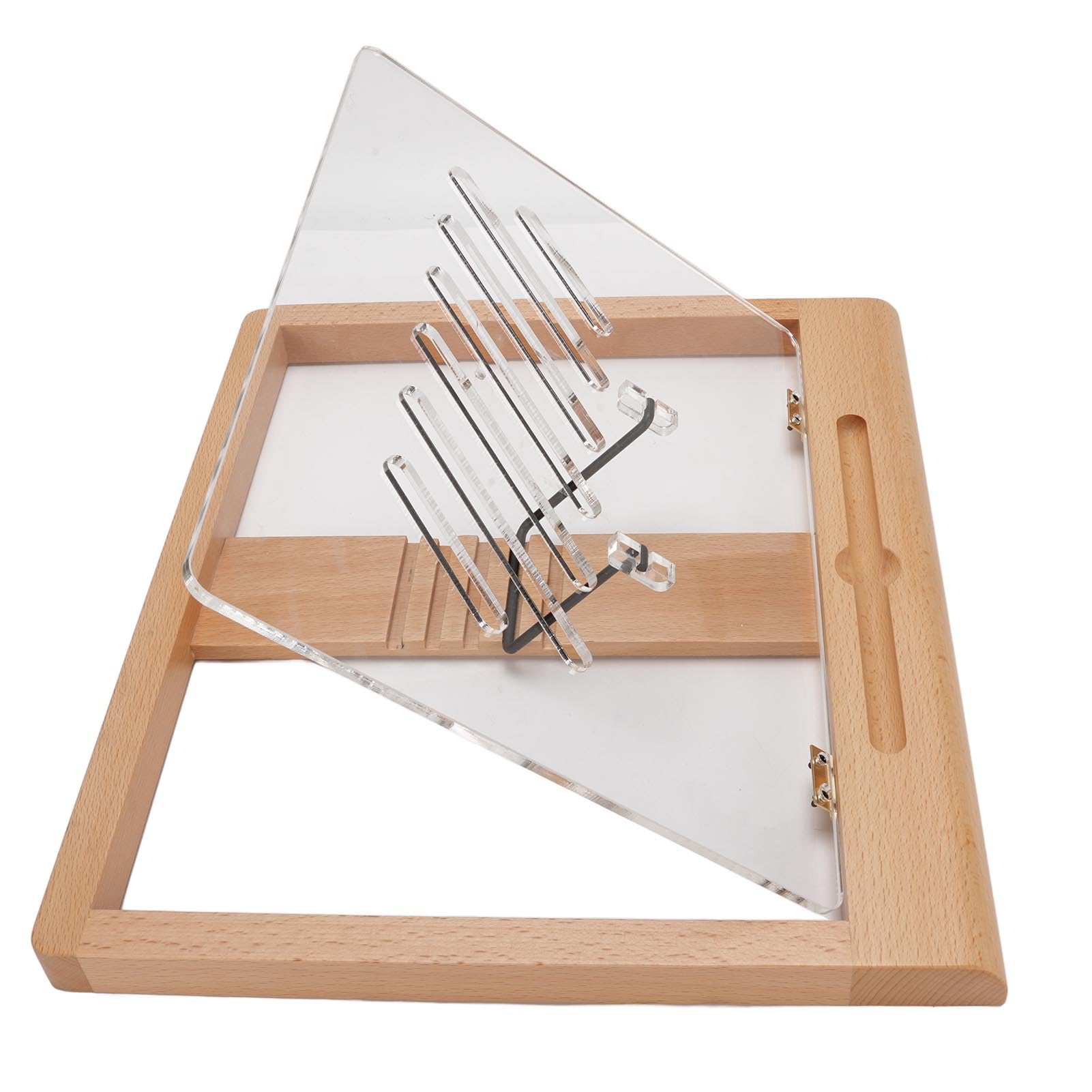 Supporto per Tablet in Legno Supporto Portatile per Disegno, Lettura, Digitazione, 5 Angolazioni, Ideale per Guardare Film, Giocare, Faggio, con Slot per Matita