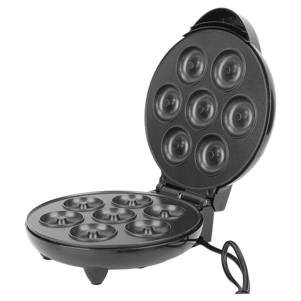 Trade Shop - Mini Donut Maker 1000w Antiaderente Riscaldamento A Doppia Faccia Elettrico 7 Ciambelle -