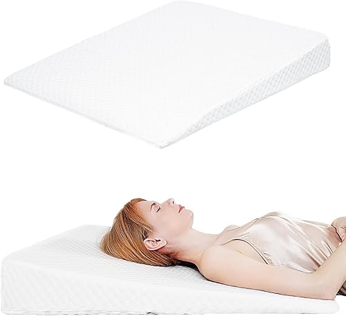 Almohada de cuña para dormir, ronquidos, soporte de espalda, después de cirugía, almohada triangular de espuma, funda extraíble lavable (blanco, 5