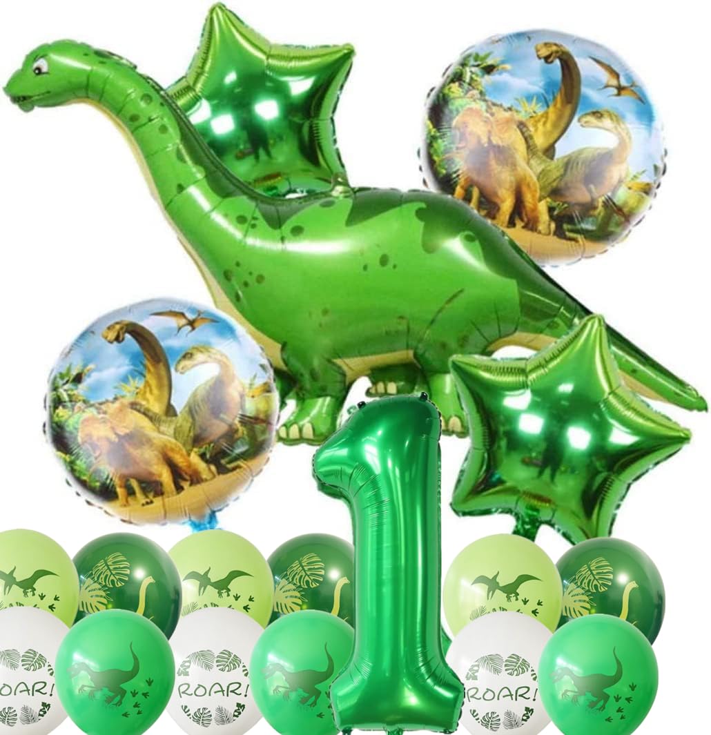 Dinosaur Party Decorations Set - Number Balloon Green, Dinosaur Balloons, Dinosaur Birthday Decorations, Long Neck Dinosaur Decorations 3rd Birthday Party, Supplies Foil Big Green Balloons (1)
