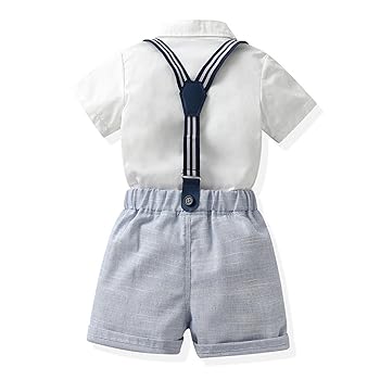 Completo Estivo Bambino Con Camicia, Papillon E Bretelle - Taglie 1-8 Anni, In Misto Cotone