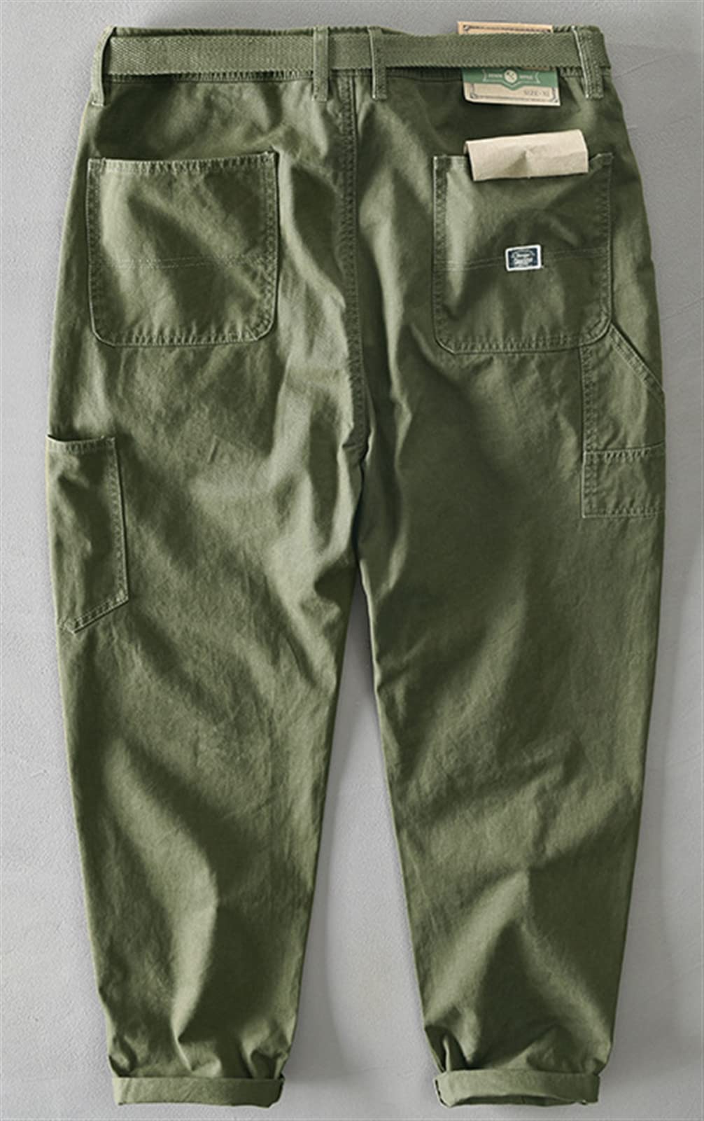 GIBZ Pantalon Cargo pour Homme avec Poches et Ceinture 100% Coton Coupe Ample Pantalon Tendance pour Le Travail