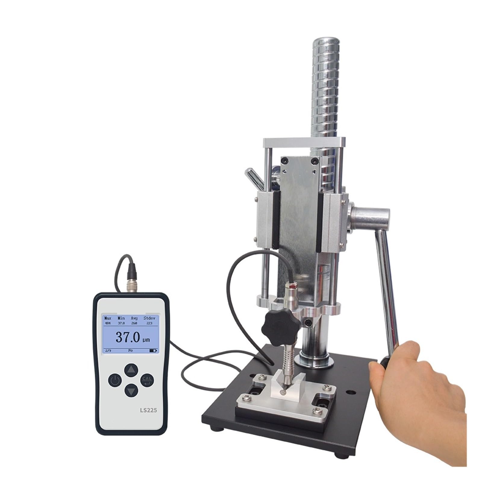 Medidor de espesor de pintura, Medidor de pintura probador espesor chapado for tornillos recubrimiento pernos capa revestida galvanizada LS225 + F500(With test fixture)