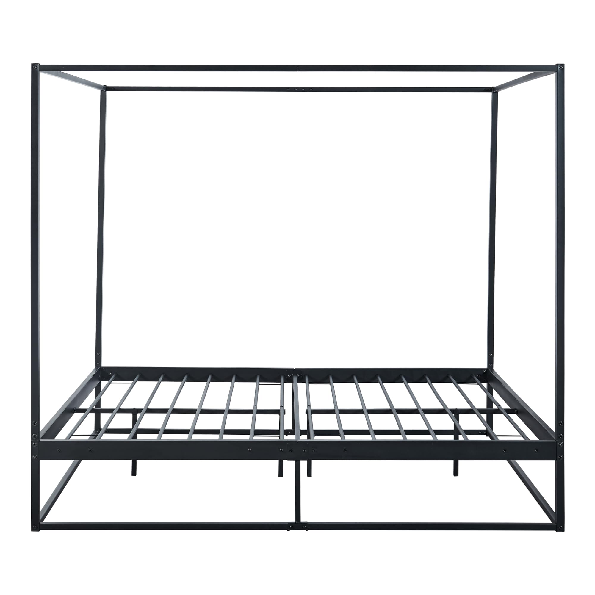 [en.casa] Letto a Baldacchino Letto Matrimoniale 160 x 200 cm Struttura Rettangolare in Metallo Nero Stile Classico