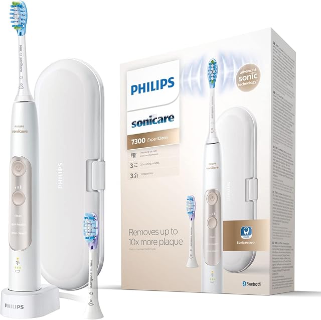 Elektryczna szczoteczka do zebów PHILIPS SONICARE HX9601/03 ExpertClean 7300 - Biala i zlota - 3 tryby