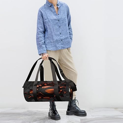 Miniatura 4 de Bolsa de lona de baloncesto con correa de hombro desmontable, bolsa de gimnasio deportiva para estudiantes, 17.6 x 9 x 9 pulgadas para niñas,