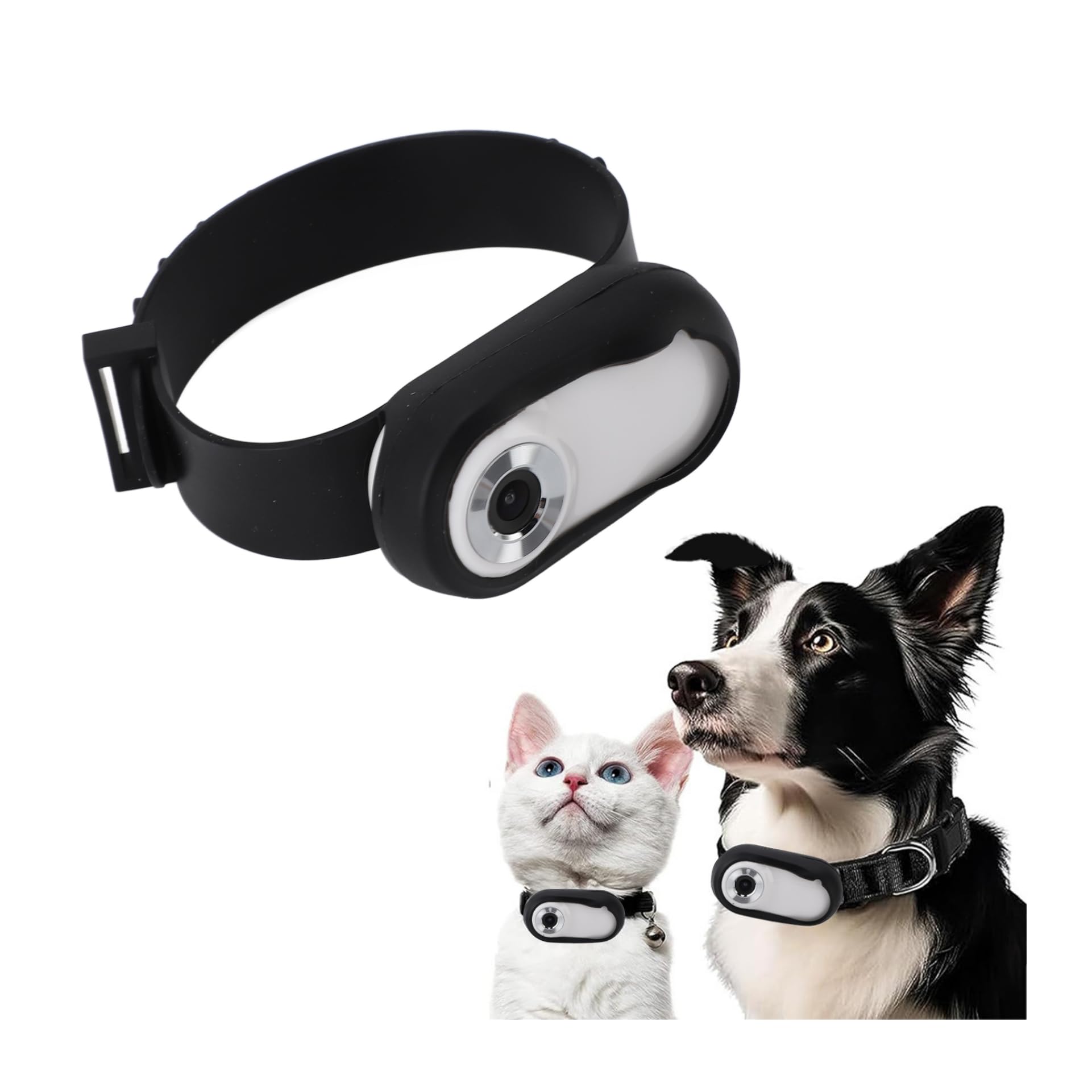 PUSOKEI Pet Tracker Collar Camera, 170° Wide Angle 1080P HD Video Cat Camera Collar Support Up to 128GB Memory Card