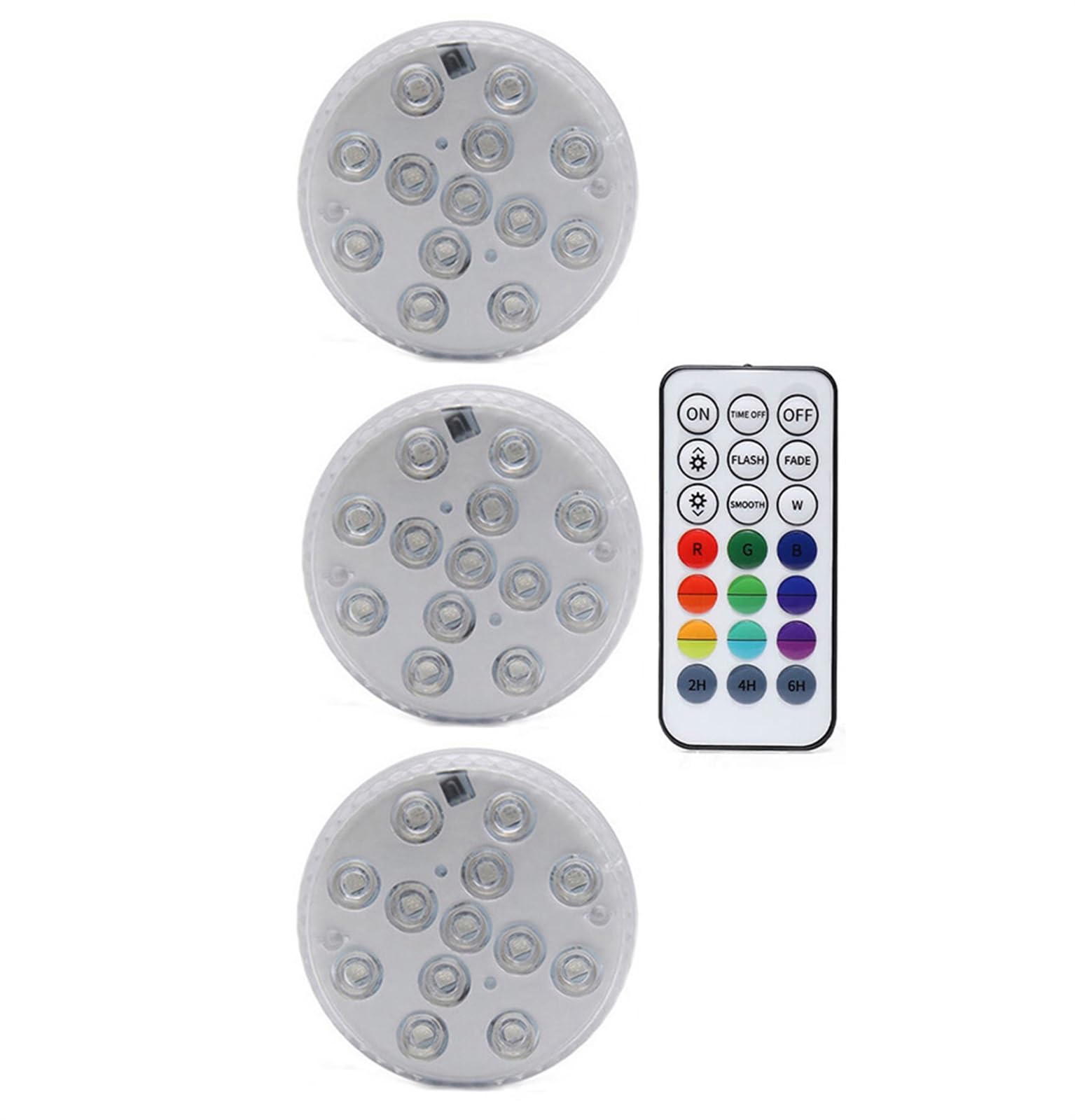 Lumières sous-marines magnétiques 13 LED RVB 16 couleurs lampe de piscine pour mariage, vacances, fête, jardin, étang, vase, décoration d'aquarium (couleur : 1 contrôleur 3 lampes)