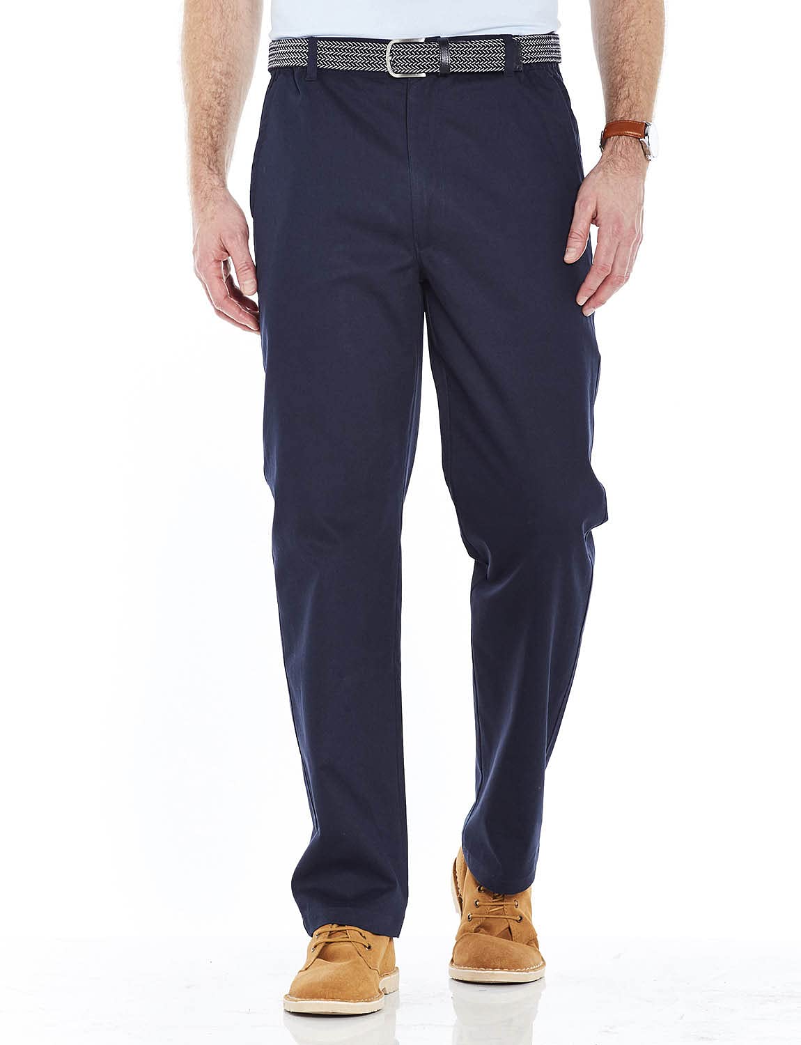 Chums Men's Navy Stain & Water-Resistant Cotton Chino Trousers - Relaxed Fit - 36L
