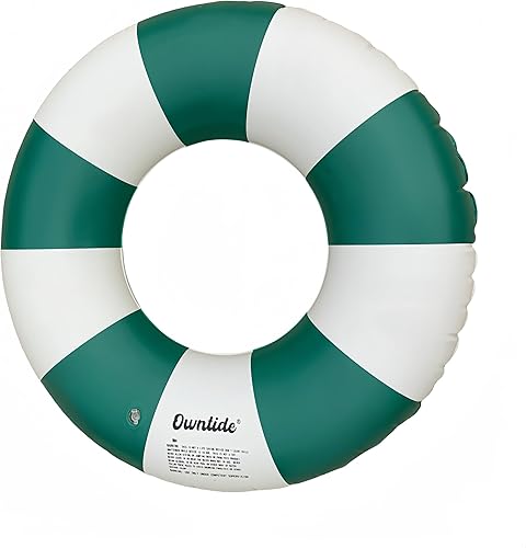 Anillo de natación grande con asas para niños y adultos, tubos interiores de piscina clásicos a rayas de 35 pulgadas, flotadores inflables de