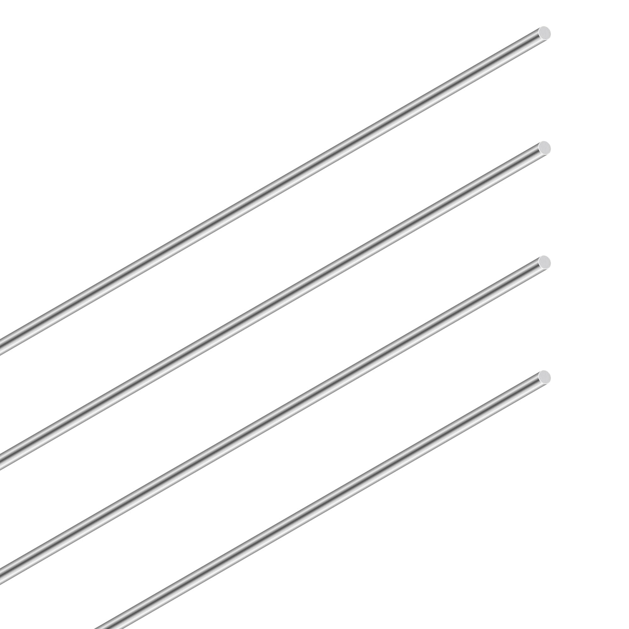 304 Stainless Steel Round Rods 2mm x 300mm, Solid Steel Shaft Rods Bar for DIY Crafts Models (4pcs)
