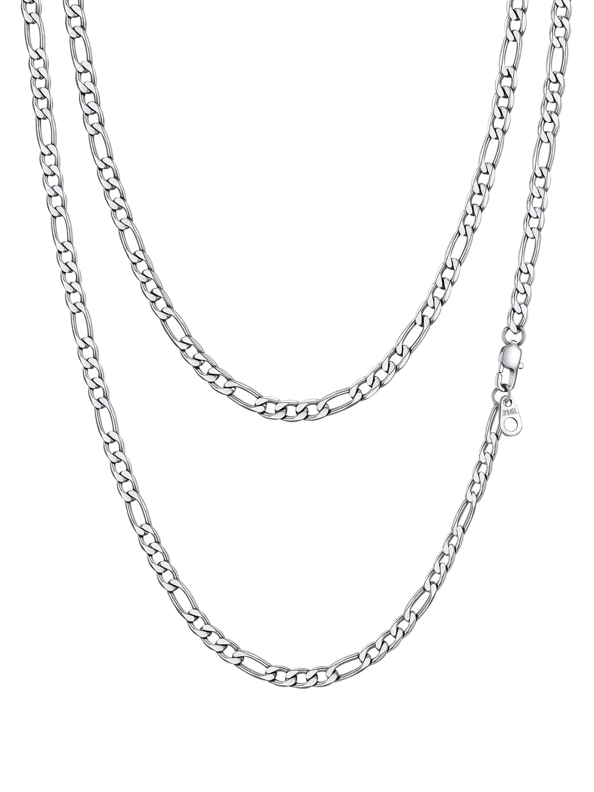 PROSTEEL Herren Halskette Figaro Kette Edelstahl Ketten Silber/Gold/Schwarz Breite 4mm/6mm/9mm/13mm Länge 36-76cm Schmuck für Männer