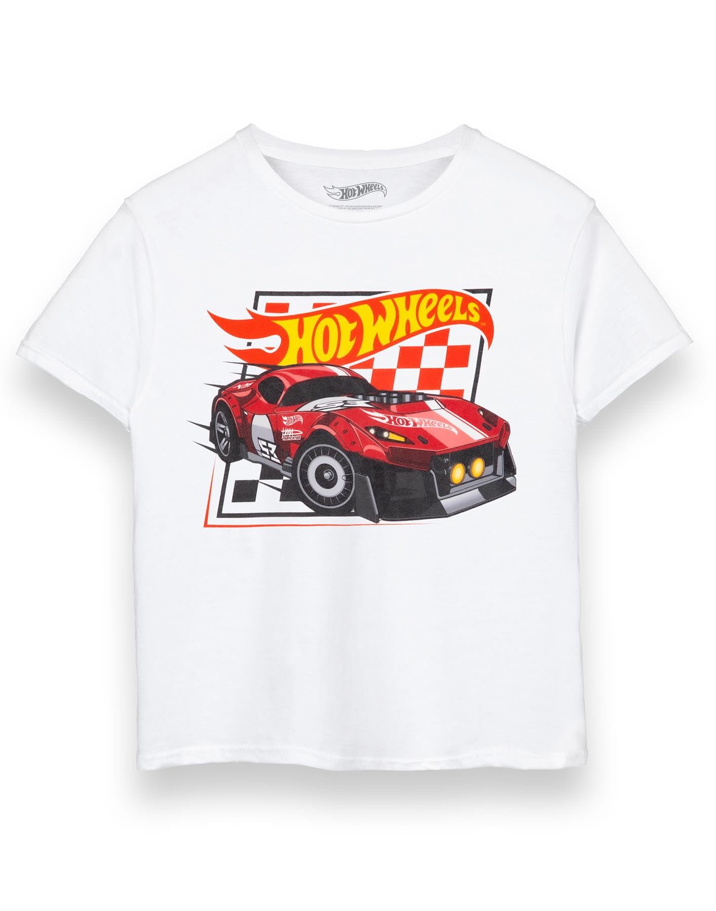 Vanilla Underground Boys White Hot Wheels Checkerboard Short Sleeved T-Shirt - 5-6 Years