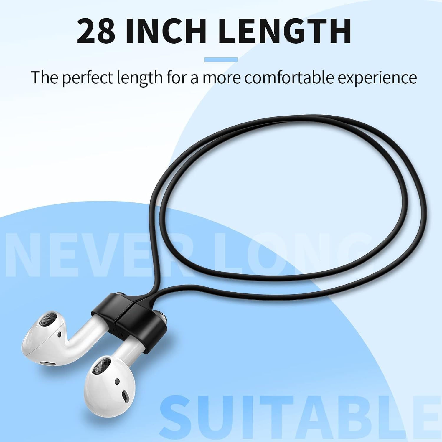 Sounce Anti-Lost Magnetic String Silicone Cable Strap for Apple Airpods 3rd Gen, Airpods 1 & 2, Airpods Pro Soft Neck Rope Cord - Black — Amazon image 4