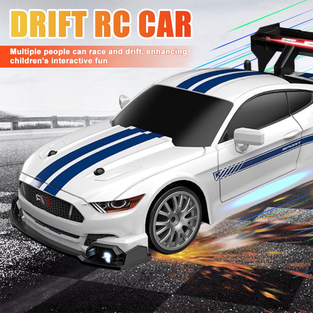 Drift zdalnie sterowany samochód, samochód wyścigowy 1:24, mini RC Drift Car 2,4 G, zabawka samochodowa z pilotem zdalnego sterowania i światłem LED, 4WD 30 km/h, zdalne sterowanie, mini samochód RC