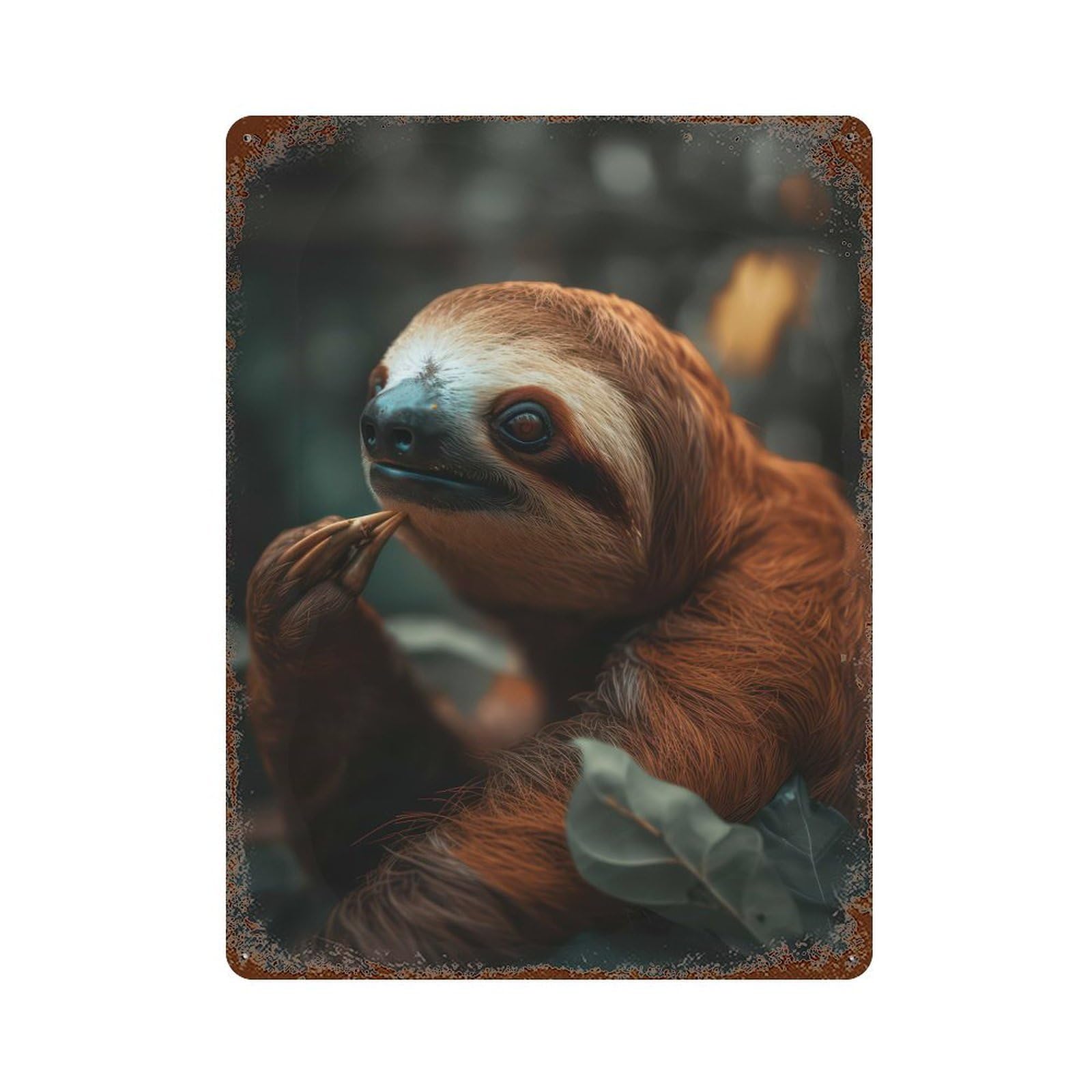 Charming Sloth Decorative Tin Sign 15.7"x11.8", Ideal for Garage, Bar And Workshop Decor