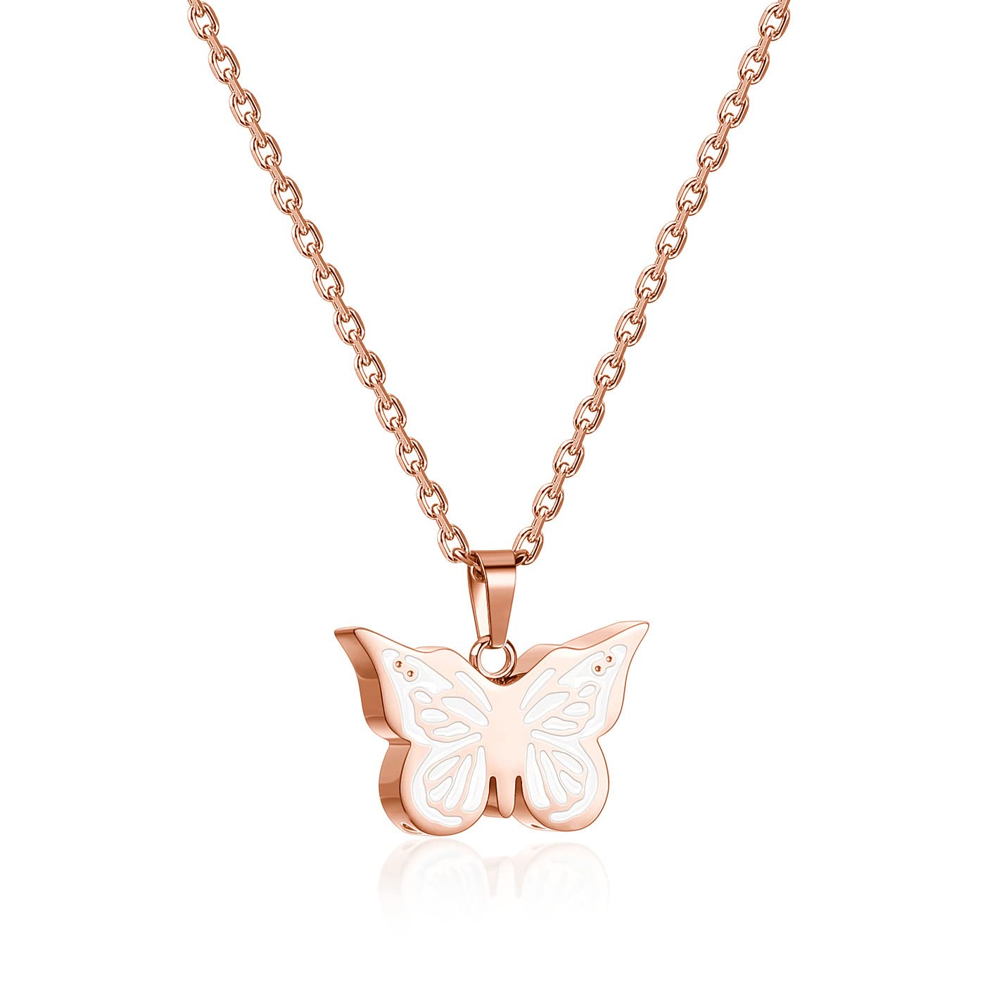 BOPREINA Cremation Urn Necklace for Ashes Butterfly Keepsake Urn Cremation Jewelry Stainless Steel Double Memorial Lockets Urns Pendant Ashes Holder for Women Men Pet Lover