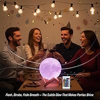 Vista 8 de Mydethun Lámpara de luna 3D de 16 colores, 148 modos de iluminación, luz nocturna regulable recargable de 5.9 pulgadas con control remoto y soporte