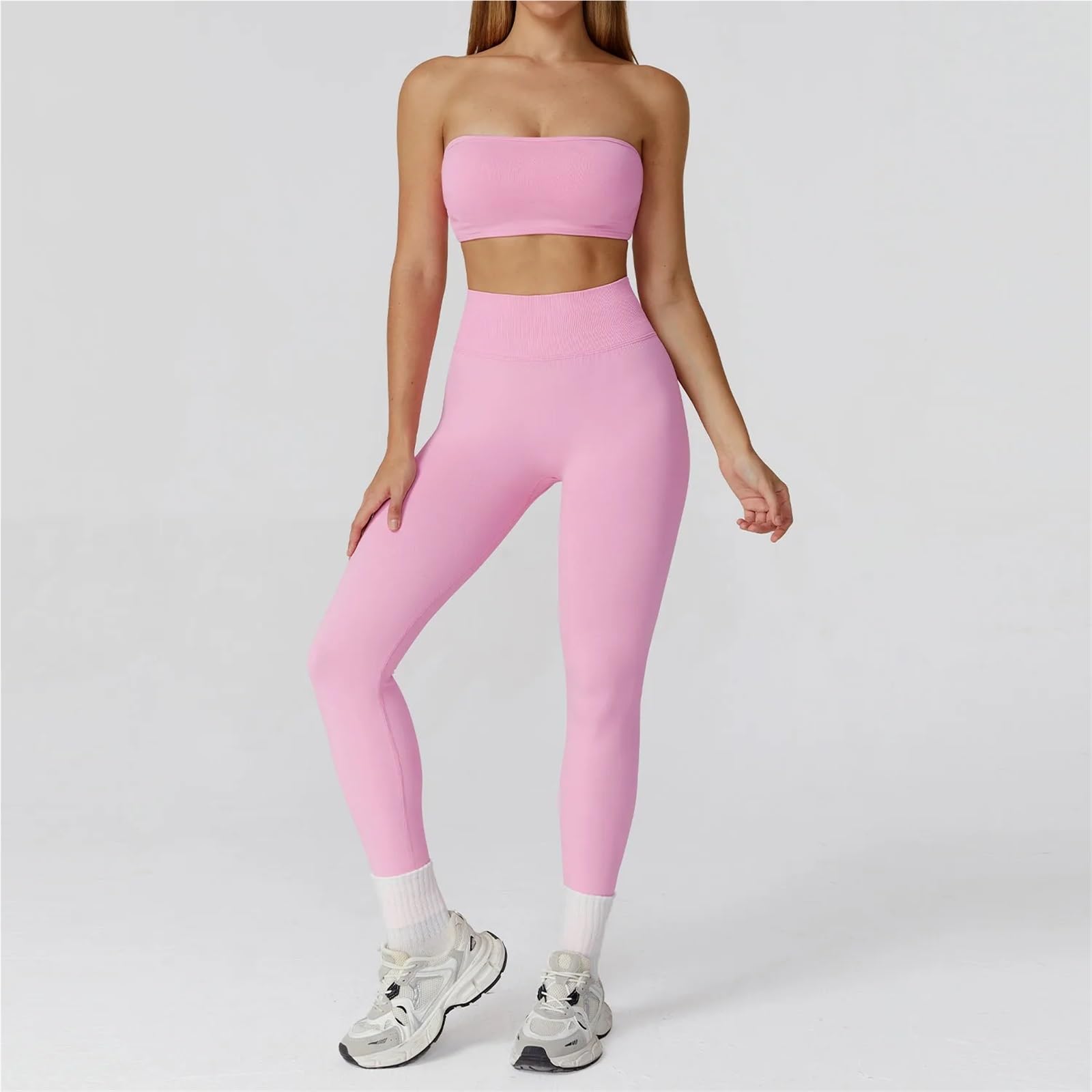 Set Sportivo Donna 2 Pezzi Set da Yoga Senza Cuciture Tute Allenamento for Palestra Tuta Donna Fitness Corsa Crop Top Reggiseno Sportivo a Vita Alta
