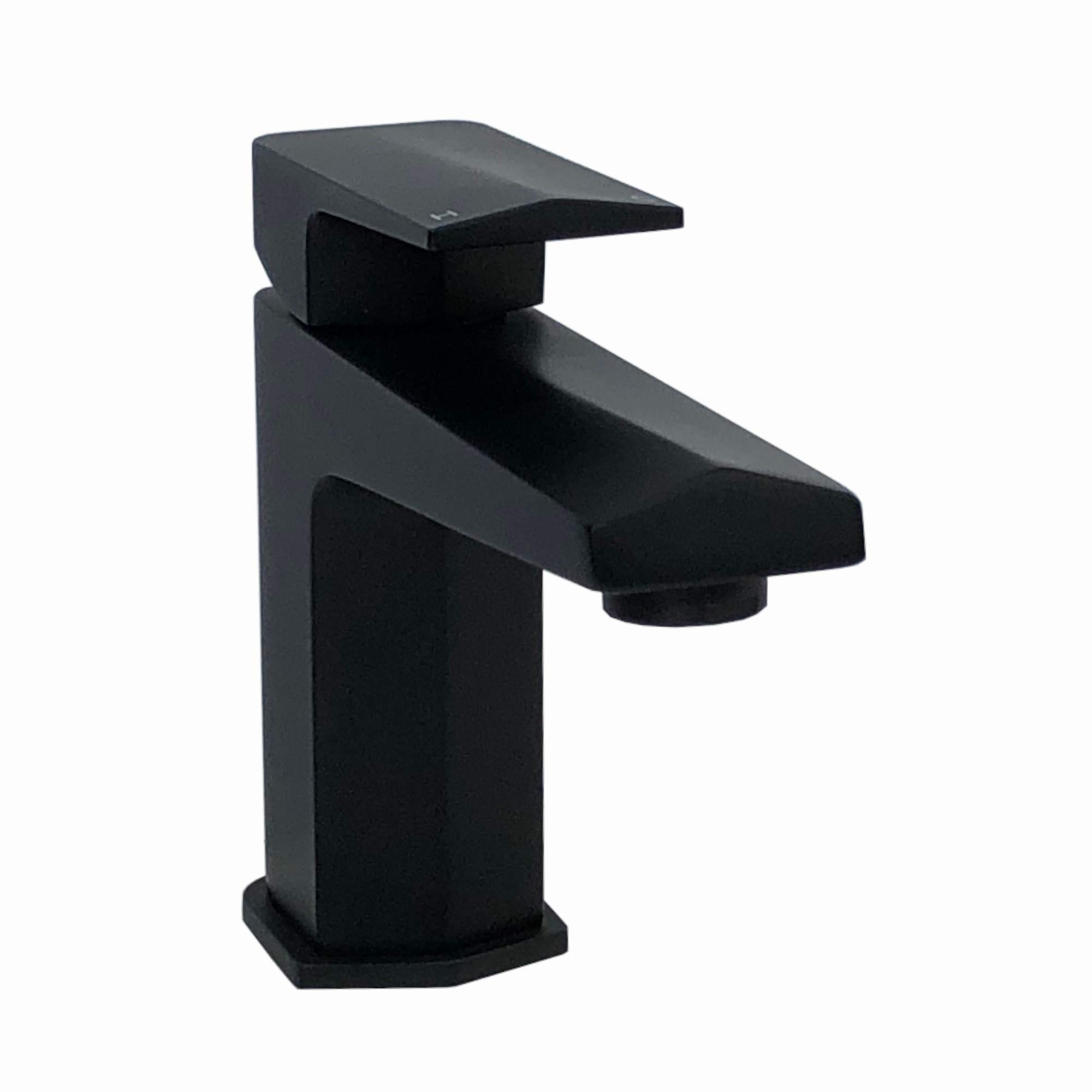ENKI, Milly, BBT0199, Matte Black, Hexagonal Bathroom Basin Sink Mixer Taps & Slotted Waste, Contemporary Geo Inspired Handle - Image 2
