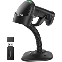 Inateck 2D Barcode Scanner with Intelligent Stand, Wireless QR Code Scanner, Handheld Scanner with APP and SDK, 2D Imager with 2600mAh Battery, BCST-35 Dark Gray